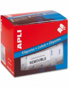 ETIQUETAS APLI REMOVIBLES BLANCAS EN ROLLO 12X18 MM. CON TEXTO IMPRESO PVP ESCRITURA MANUAL (10084) - ETIQ.ROLLO 12*18 PVP-EU