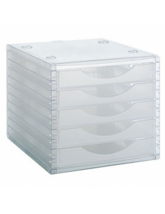 MODULO DE 5 CAJONES DE SOBREMESA TRASLUCIDO ARCHIVO 2000 APILABLE TRASLUCIDO 260X270X340 MM (4005 CS TL)