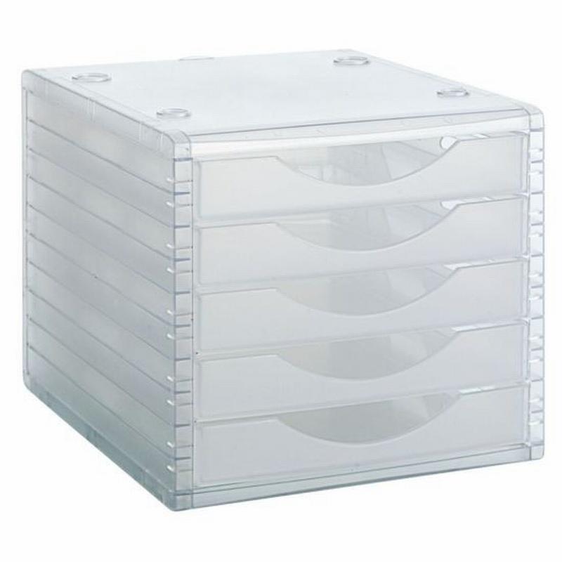 MODULO DE 5 CAJONES DE SOBREMESA TRASLUCIDO ARCHIVO 2000 APILABLE TRASLUCIDO 260X270X340 MM (4005 CS TL)