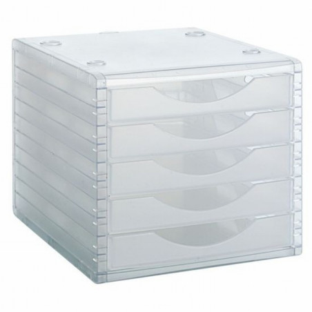 MODULO DE 5 CAJONES DE SOBREMESA TRASLUCIDO ARCHIVO 2000 APILABLE TRASLUCIDO 260X270X340 MM (4005 CS TL)