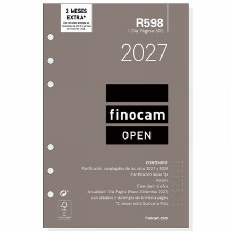 RECAMBIO ANUAL 2027 FINOCAM OPEN 500 DIA PAGINA R598 (711670027) - RECAMB.AG.AÑO DPG.117*181 R598