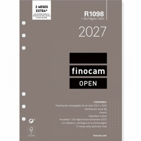 RECAMBIO ANUAL 2027 FINOCAM OPEN 1000 DIA PAGINA R1098 (711680027) - RECAMB.AG.AÑO DPG.155*215 R1098