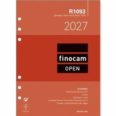 RECAMBIO ANUAL 2027 FINOCAM OPEN 1000 SEMANA VISTA HORIZONTAL R1093 (711590027) - RECAMB.AG.AÑO SVH 155*215 R1093