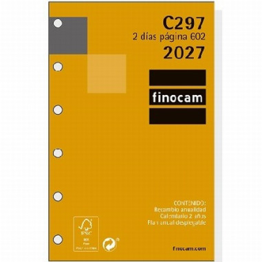 RECAMBIO ANUAL 2027 FINOCAM MINI 2 DIAS/PAGINA C297 (201280027) - RECAMB.AG.AÑO 2DPG.6ANI.73*114 C297