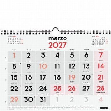 CALENDARIO ANUAL FINOCAM 2027 PARED NUMEROS GRANDES M 30x22 CMS. (780000027) - CALENDARIO PARED M 30*22 NUM.GRANDES