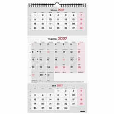CALENDARIO ANUAL FINOCAM 2027 PARED 3 MESES VISTA 23,5x44 CMS. (781580027) - CALENDARIO PARED 23,5x44 3 MESES VISTA
