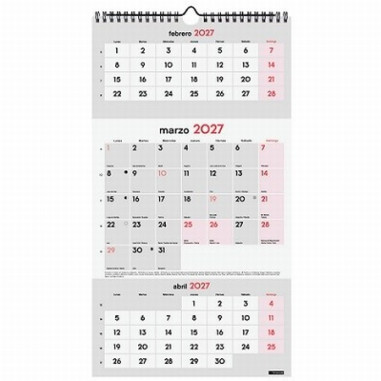 CALENDARIO ANUAL FINOCAM 2027 PARED 3 MESES VISTA 23,5x44 CMS. (781580027) - CALENDARIO PARED 23,5x44 3 MESES VISTA