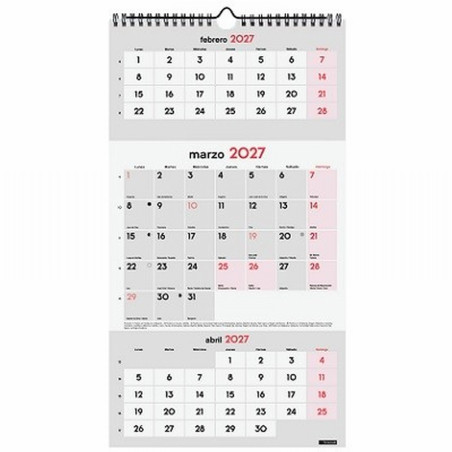 CALENDARIO ANUAL FINOCAM 2027 PARED 3 MESES VISTA 23,5x44 CMS. (781580027) - CALENDARIO PARED 23,5x44 3 MESES VISTA