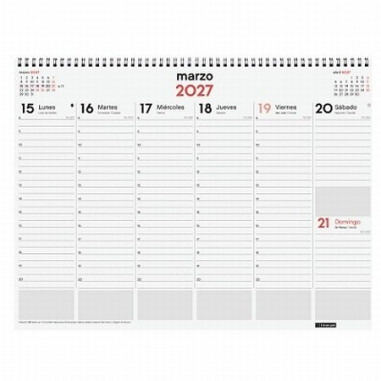 PLANIFICADOR VADE ESPIRAL SEMANA VISTA FINOCAM 2027 420x320x8 MM (780260027) - PLANNING ANUAL VADE SVV ESPIRAL 42*31 R.78026