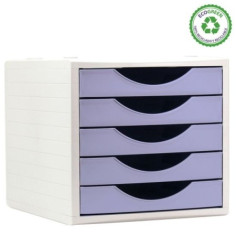 FICHERO DE 5 CAJONES DE SOBREMESA GRIS ARCHIVO 2000 APILABLE FRONTAL MALVA PASTEL 260X270X340 MM (4005 ML PS)