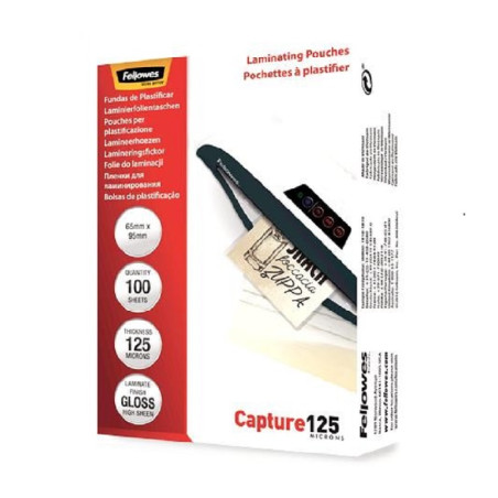FUNDAS DE PLASTIFICAR FELLOWES 65 X 95 MM 125 MICRAS 100 UNIDADES (5306702) - FUNDA PLASTIF.65*95
