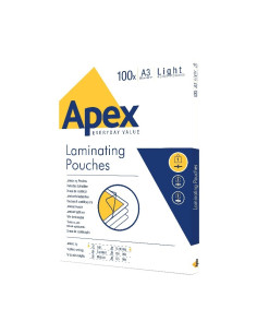 FUNDAS DE PLASTIFICAR APEX A3 303 X 426 MM 125 MICRAS 100 UNIDADES (6003401) - FUNDA PLASTIF.A3 125MC