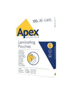FUNDAS DE PLASTIFICAR APEX A3 303 X 426 MM 80 MICRAS 100 UNIDADES (6001901) - FUNDA PLASTIF.A3 80MIC. CJ100
