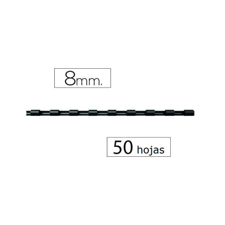 CANUTILLO FELLOWES PLASTICO 8MM NEGRO (5345707) - CANUTILLO 8MM.NG