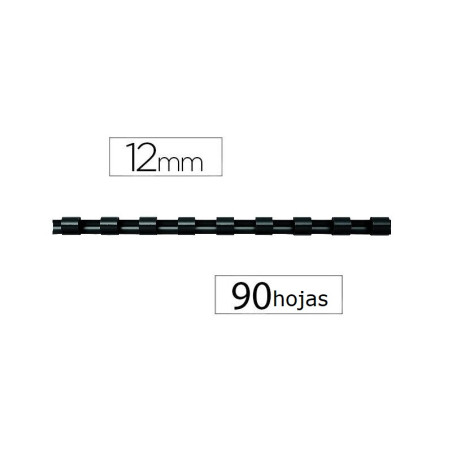 CANUTILLO FELLOWES PLASTICO 12MM NEGRO (5346507) - CANUTILLO 12MM.NG
