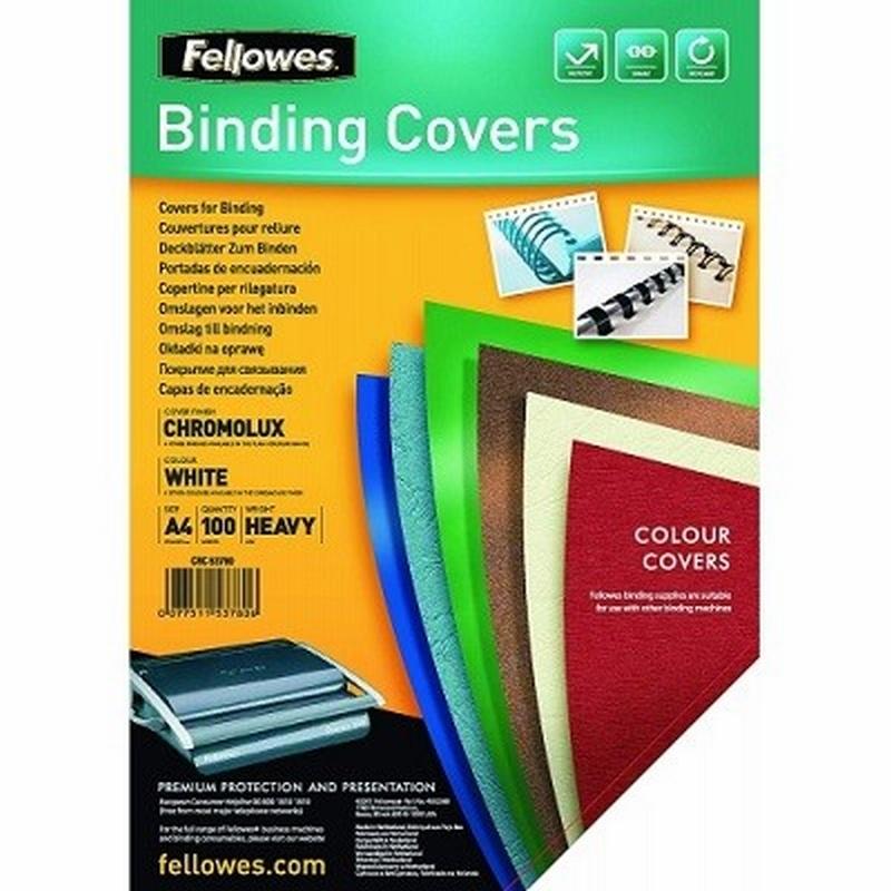 TAPA DE ENCUADERNACION FELLOWES CARTULINA BRILLANTE DIN A4 250 GRS/M2 BLANCA (5378006) - CONTRAPORTADA BL CHROMOLUX