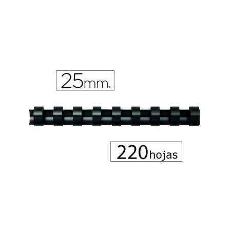 CANUTILLO FELLOWES PLASTICO 25MM NEGRO (5348504) DE FELLOWES - CANUTILLO 25MM.NG.