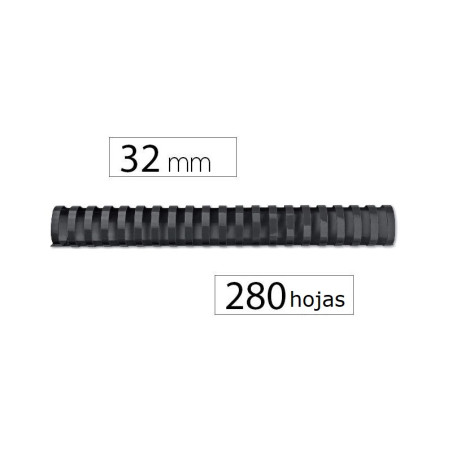 CANUTILLO FELLOWES PLASTICO 32MM NEGRO (5349302) - CANUTILLO 32MM.NG.OV.